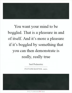 You want your mind to be boggled. That is a pleasure in and of itself. And it’s more a pleasure if it’s boggled by something that you can then demonstrate is really, really true Picture Quote #1