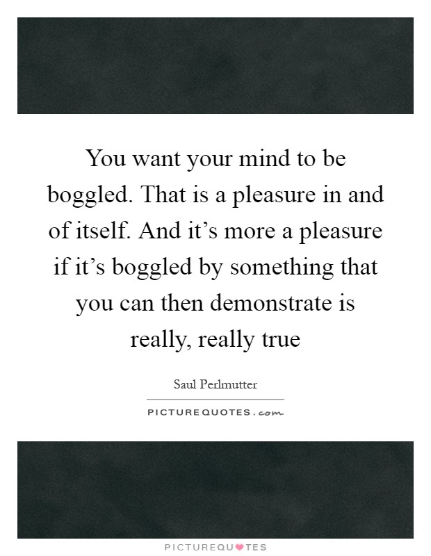 You want your mind to be boggled. That is a pleasure in and of itself. And it's more a pleasure if it's boggled by something that you can then demonstrate is really, really true Picture Quote #1