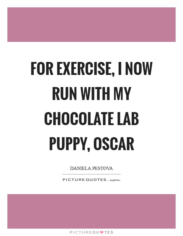 For exercise, I now run with my chocolate Lab puppy, Oscar Picture Quote #1