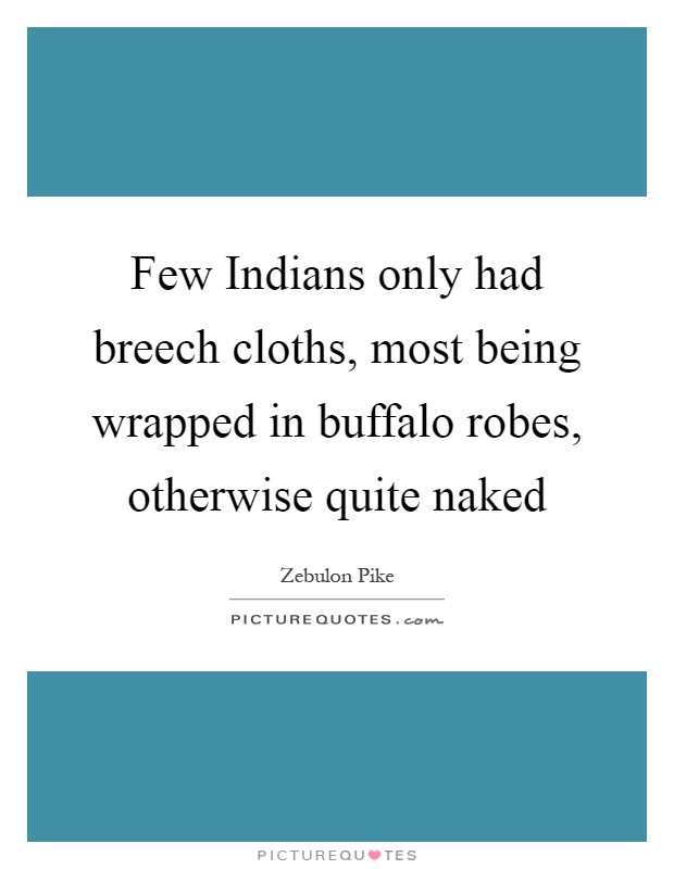 Few Indians only had breech cloths, most being wrapped in buffalo robes, otherwise quite naked Picture Quote #1