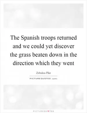 The Spanish troops returned and we could yet discover the grass beaten down in the direction which they went Picture Quote #1