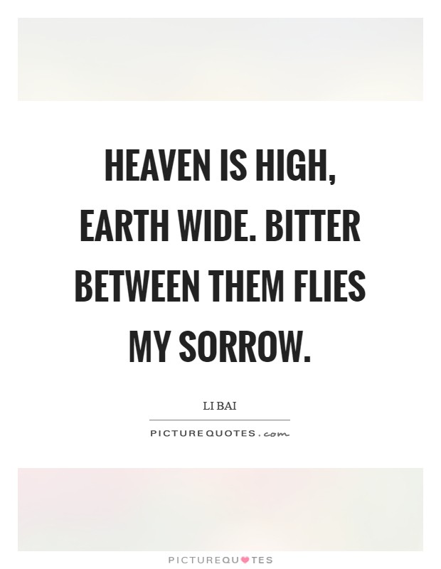 Heaven is high, Earth Wide. Bitter between them flies my sorrow Picture Quote #1
