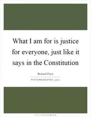 What I am for is justice for everyone, just like it says in the Constitution Picture Quote #1