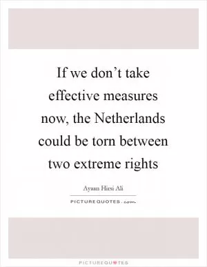 If we don’t take effective measures now, the Netherlands could be torn between two extreme rights Picture Quote #1