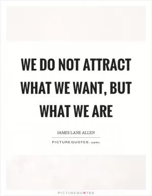 We do not attract what we want, But what we are Picture Quote #1
