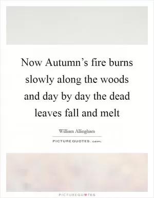 Now Autumn’s fire burns slowly along the woods and day by day the dead leaves fall and melt Picture Quote #1