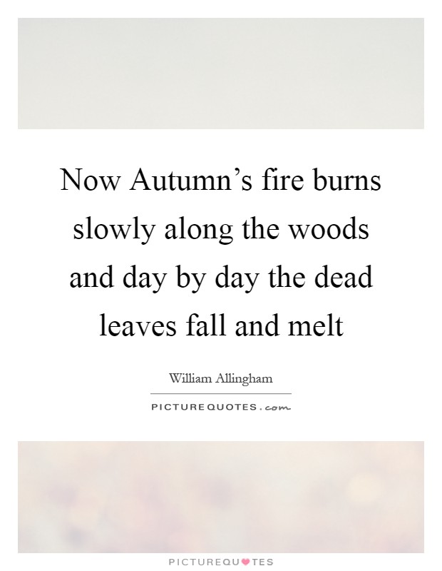 Now Autumn's fire burns slowly along the woods and day by day the dead leaves fall and melt Picture Quote #1