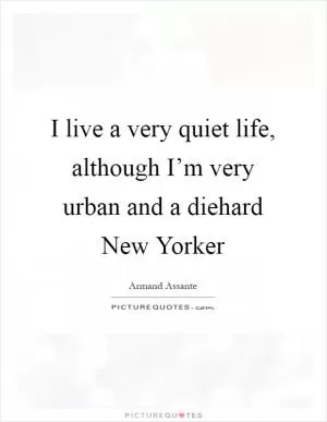 I live a very quiet life, although I’m very urban and a diehard New Yorker Picture Quote #1