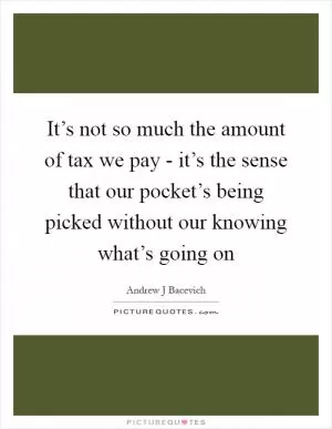 It’s not so much the amount of tax we pay - it’s the sense that our pocket’s being picked without our knowing what’s going on Picture Quote #1