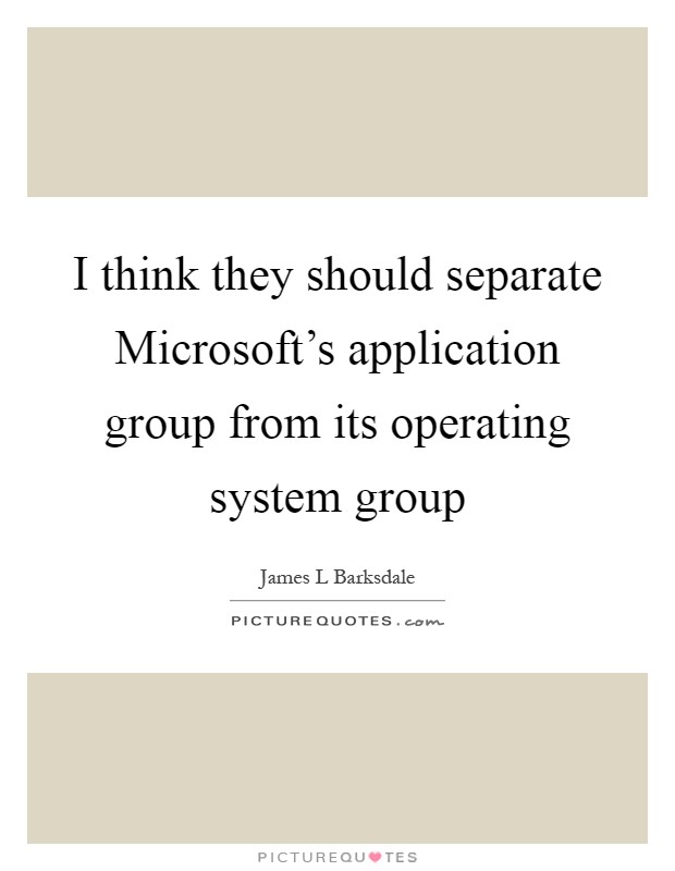 I think they should separate Microsoft's application group from its operating system group Picture Quote #1