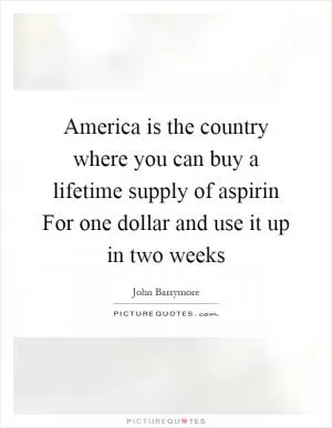 America is the country where you can buy a lifetime supply of aspirin For one dollar and use it up in two weeks Picture Quote #1