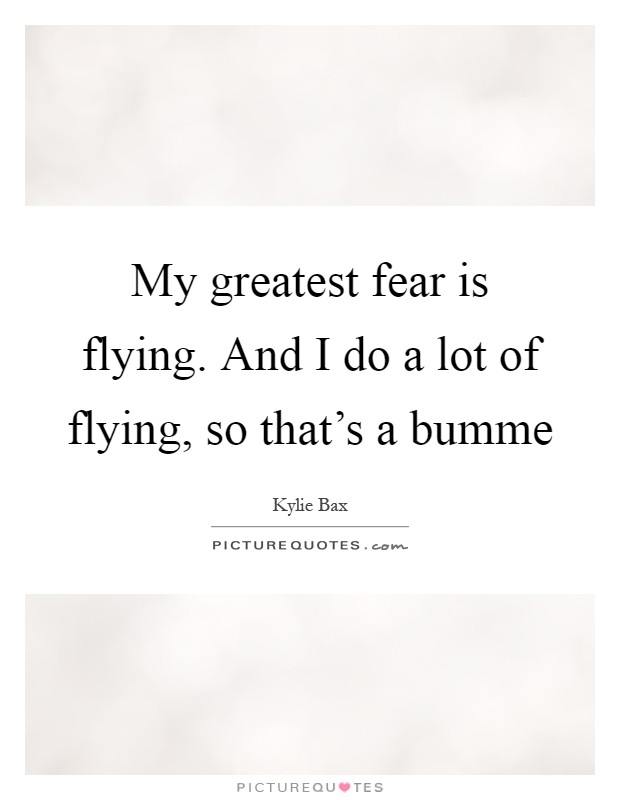 My greatest fear is flying. And I do a lot of flying, so that's a bumme Picture Quote #1