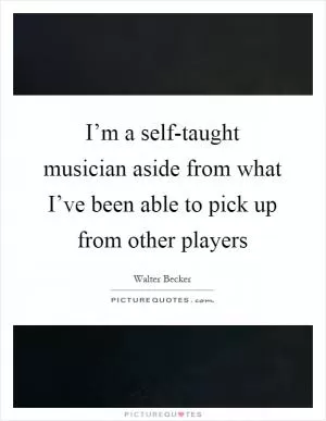 I’m a self-taught musician aside from what I’ve been able to pick up from other players Picture Quote #1