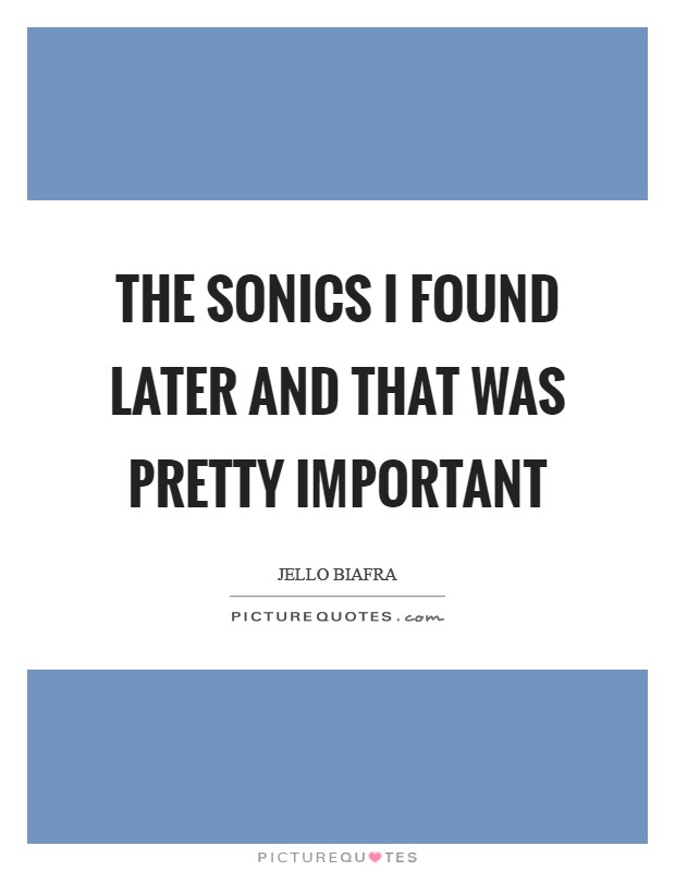 The Sonics I found later and that was pretty important Picture Quote #1