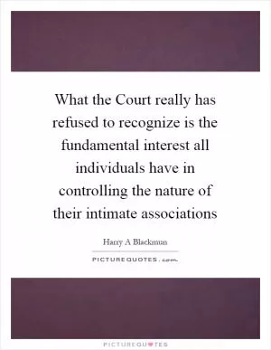 What the Court really has refused to recognize is the fundamental interest all individuals have in controlling the nature of their intimate associations Picture Quote #1