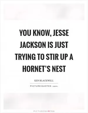 You know, Jesse Jackson is just trying to stir up a hornet’s nest Picture Quote #1