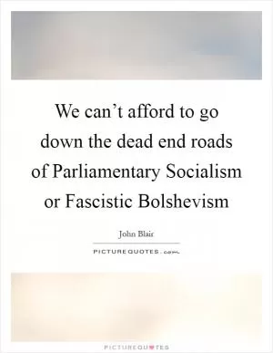 We can’t afford to go down the dead end roads of Parliamentary Socialism or Fascistic Bolshevism Picture Quote #1
