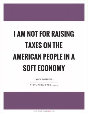 I am not for raising taxes on the American people in a soft economy Picture Quote #1
