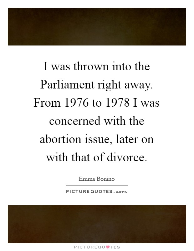 I was thrown into the Parliament right away. From 1976 to 1978 I was concerned with the abortion issue, later on with that of divorce Picture Quote #1