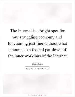 The Internet is a bright spot for our struggling economy and functioning just fine without what amounts to a federal pat-down of the inner workings of the Internet Picture Quote #1
