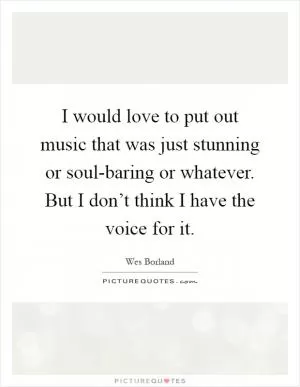 I would love to put out music that was just stunning or soul-baring or whatever. But I don’t think I have the voice for it Picture Quote #1