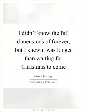 I didn’t know the full dimensions of forever, but I knew it was longer than waiting for Christmas to come Picture Quote #1