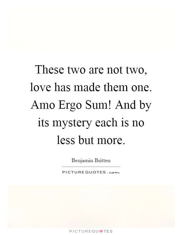 These two are not two, love has made them one. Amo Ergo Sum! And by its mystery each is no less but more Picture Quote #1