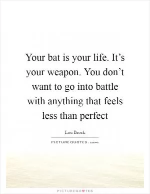 Your bat is your life. It’s your weapon. You don’t want to go into battle with anything that feels less than perfect Picture Quote #1