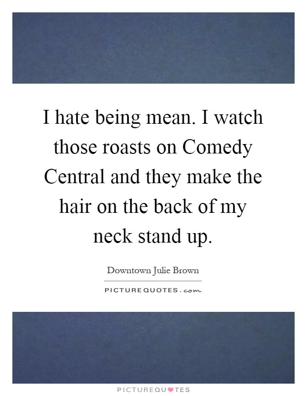 I hate being mean. I watch those roasts on Comedy Central and they make the hair on the back of my neck stand up Picture Quote #1