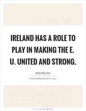 Ireland has a role to play in making the E. U. United and strong Picture Quote #1