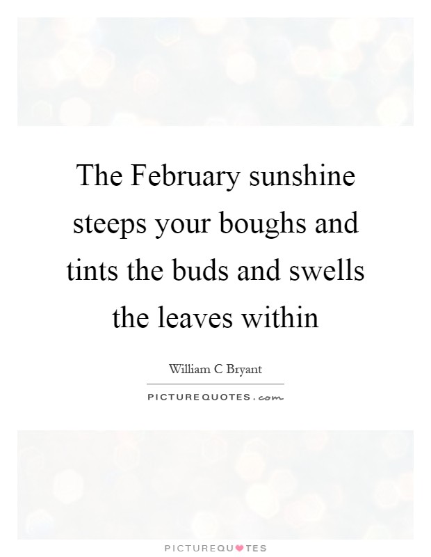 The February sunshine steeps your boughs and tints the buds and swells the leaves within Picture Quote #1