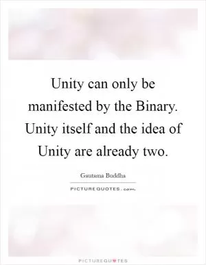 Unity can only be manifested by the Binary. Unity itself and the idea of Unity are already two Picture Quote #1