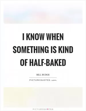I know when something is kind of half-baked Picture Quote #1