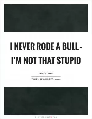 I never rode a bull - I’m not that stupid Picture Quote #1