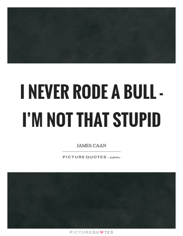 I never rode a bull - I'm not that stupid Picture Quote #1