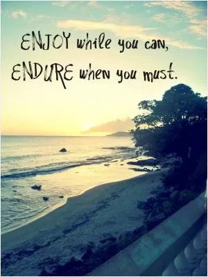Enjoy while you can, endure when you must Picture Quote #1