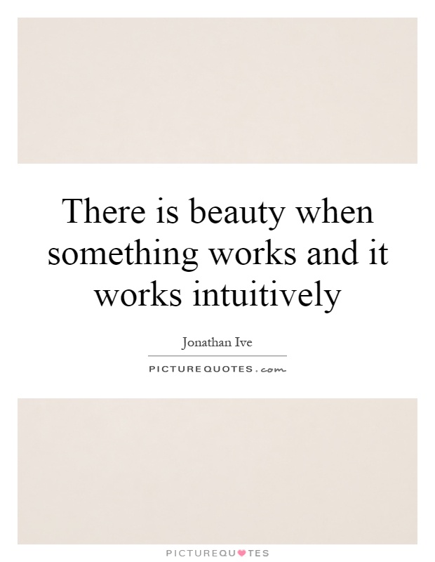 There is beauty when something works and it works intuitively Picture Quote #1