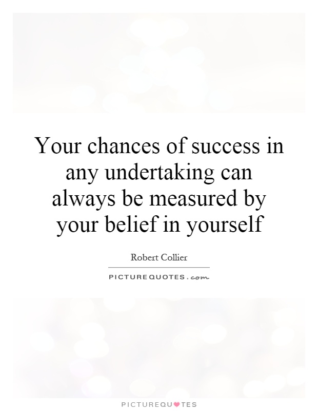 Your chances of success in any undertaking can always be measured by your belief in yourself Picture Quote #1