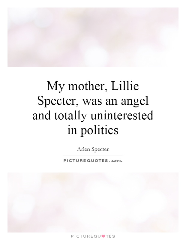 My mother, Lillie Specter, was an angel and totally uninterested in politics Picture Quote #1