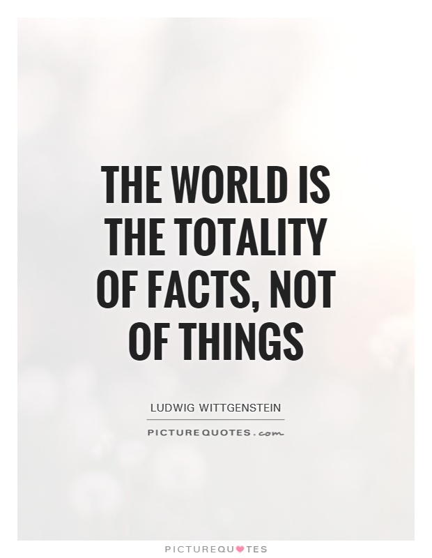 The world is the totality of facts, not of things Picture Quote #1