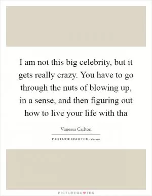 I am not this big celebrity, but it gets really crazy. You have to go through the nuts of blowing up, in a sense, and then figuring out how to live your life with tha Picture Quote #1