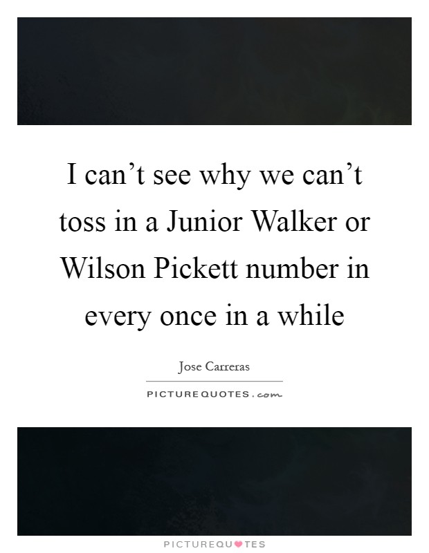 I can't see why we can't toss in a Junior Walker or Wilson Pickett number in every once in a while Picture Quote #1
