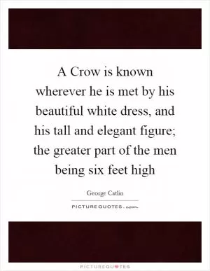 A Crow is known wherever he is met by his beautiful white dress, and his tall and elegant figure; the greater part of the men being six feet high Picture Quote #1
