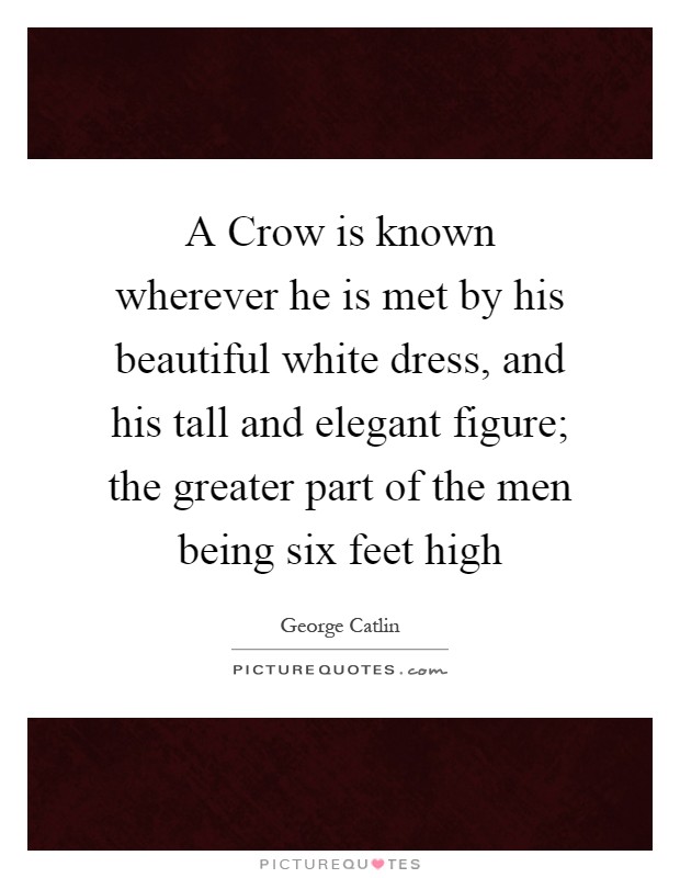 A Crow is known wherever he is met by his beautiful white dress, and his tall and elegant figure; the greater part of the men being six feet high Picture Quote #1