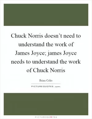 Chuck Norris doesn’t need to understand the work of James Joyce; james Joyce needs to understand the work of Chuck Norris Picture Quote #1