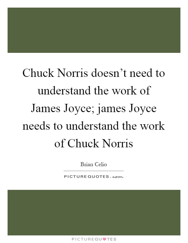 Chuck Norris doesn't need to understand the work of James Joyce; james Joyce needs to understand the work of Chuck Norris Picture Quote #1
