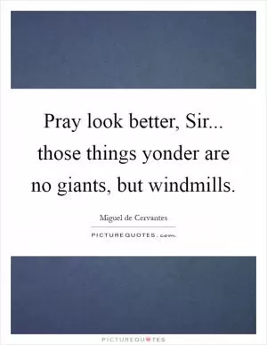 Pray look better, Sir... those things yonder are no giants, but windmills Picture Quote #1