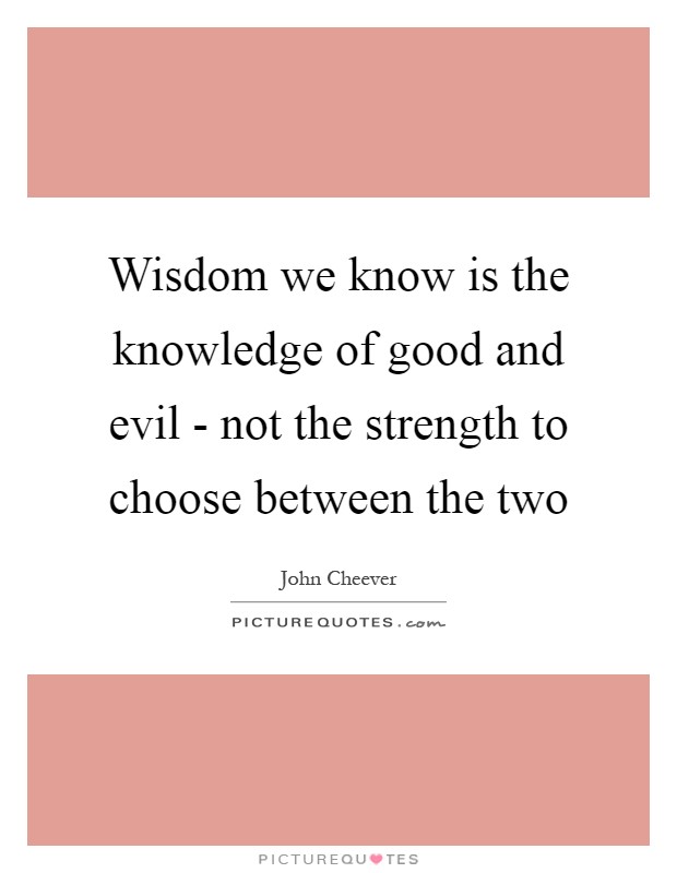 Wisdom we know is the knowledge of good and evil - not the strength to choose between the two Picture Quote #1