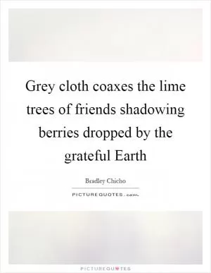 Grey cloth coaxes the lime trees of friends shadowing berries dropped by the grateful Earth Picture Quote #1