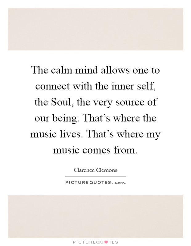 The calm mind allows one to connect with the inner self, the Soul, the very source of our being. That's where the music lives. That's where my music comes from Picture Quote #1